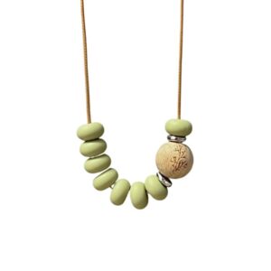 Sage leaf teething necklace and ideal distraction for breastfeeding mums.