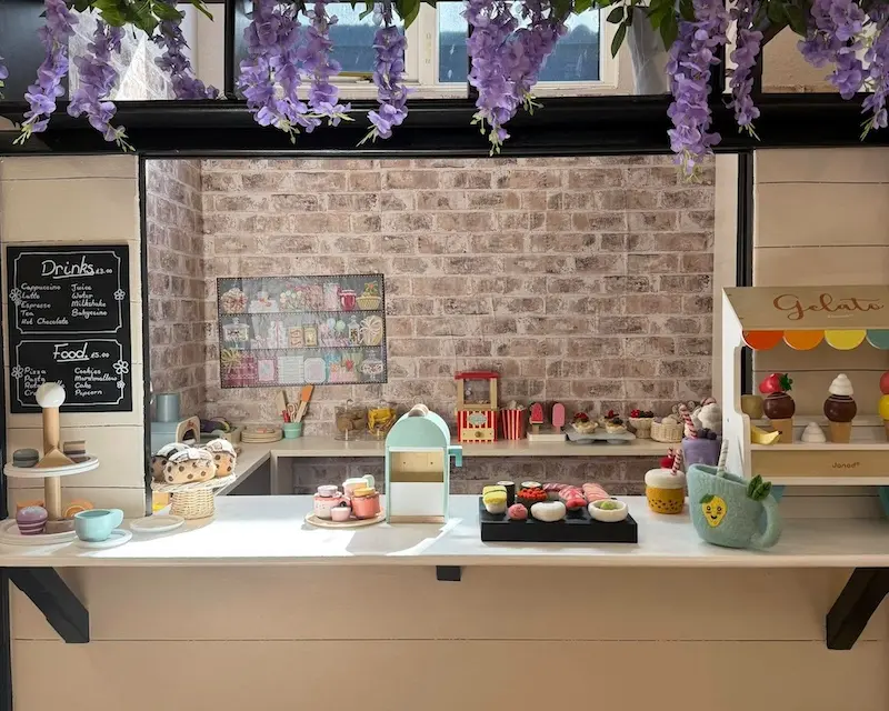 Natural material toys in play cafe